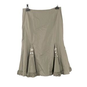 SPANNER Cotton Fit & Flare Embellished Midi Skirt Grey 12